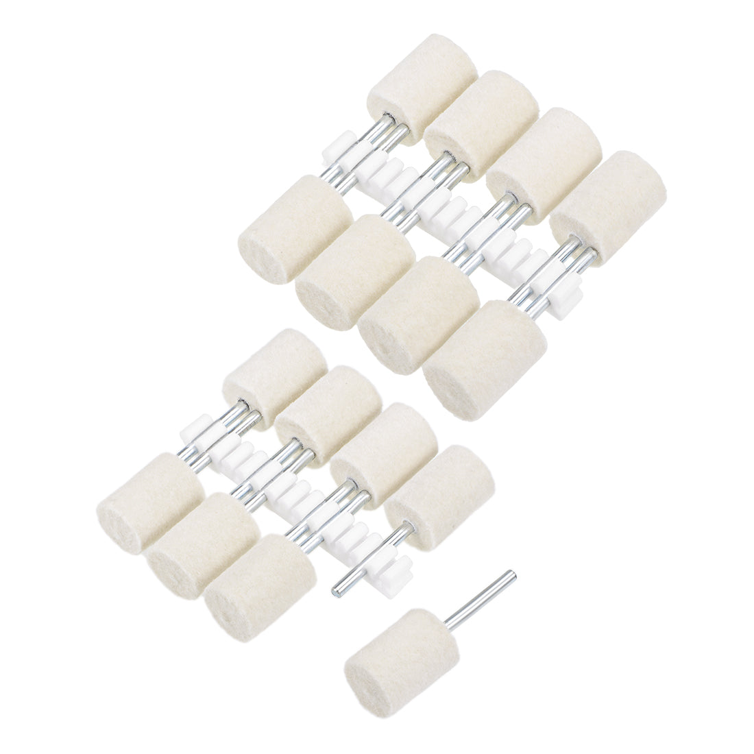 Harfington 14mm Wool Felt Mounted Points Cylinder Polishing Buffing Wheels 16 Pcs