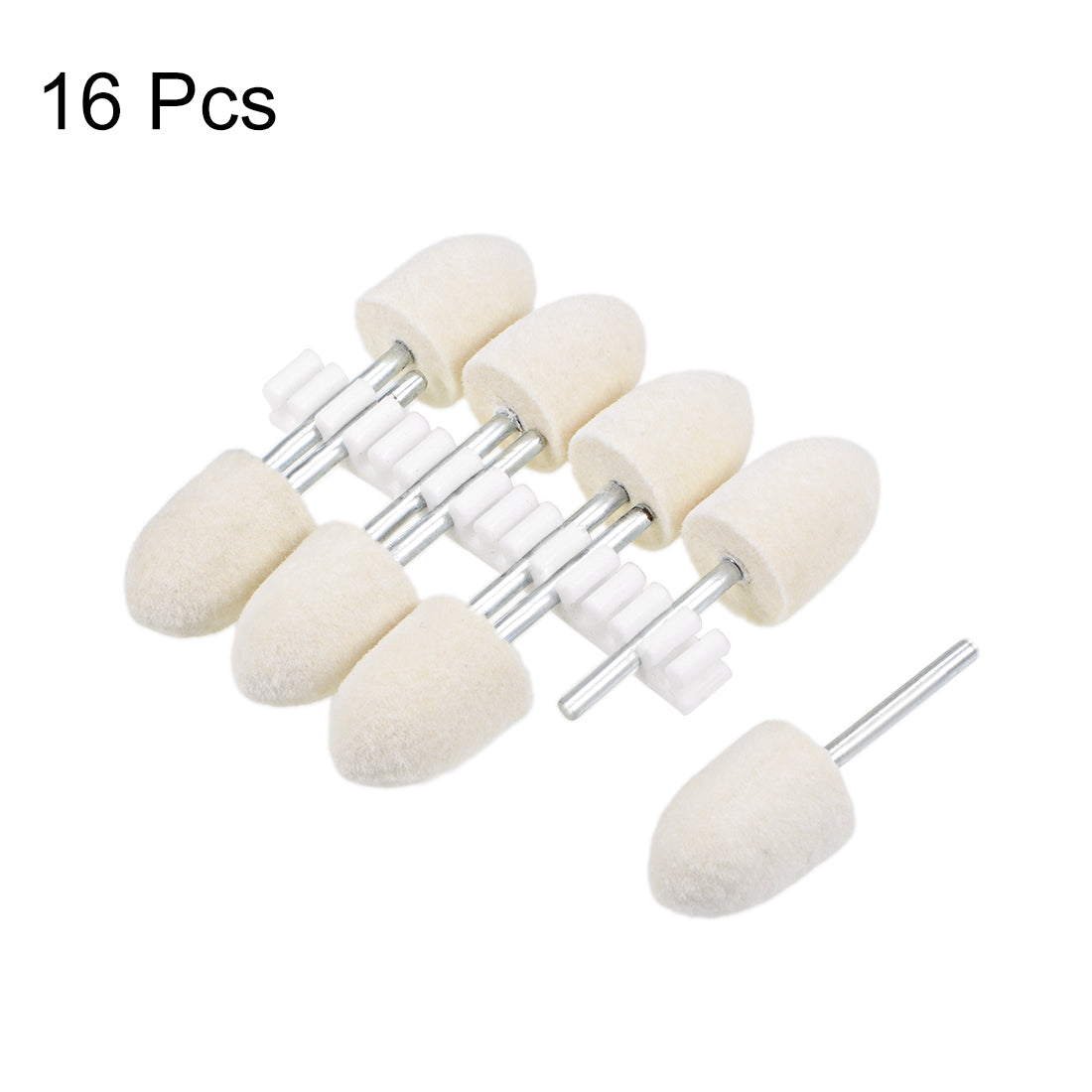 Harfington 16mm Wool Felt Mounted Points Tapered Polishing Buffing Wheels 16 Pcs