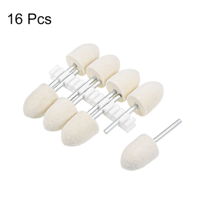 Harfington 16mm Wool Felt Mounted Points Tapered Polishing Buffing Wheels 16 Pcs