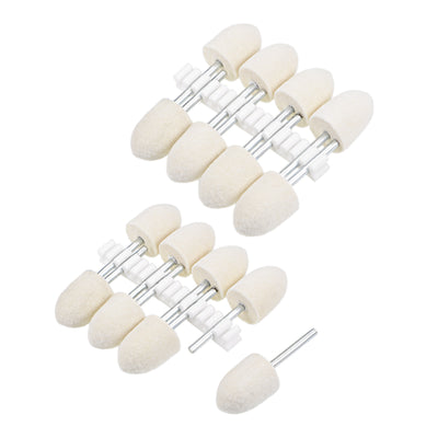 Harfington 16mm Wool Felt Mounted Points Tapered Polishing Buffing Wheels 16 Pcs