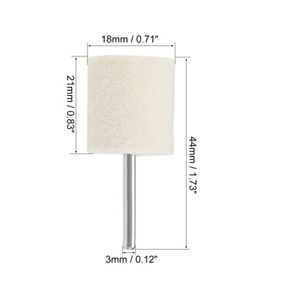 Harfington 18mm Wool Felt Mounted Points Cylinder Polishing Buffing Wheels 8 Pcs
