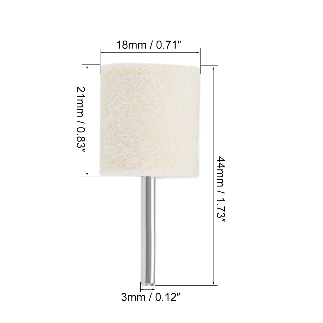 Harfington 18mm Wool Felt Mounted Points Cylinder Polishing Buffing Wheels 16 Pcs