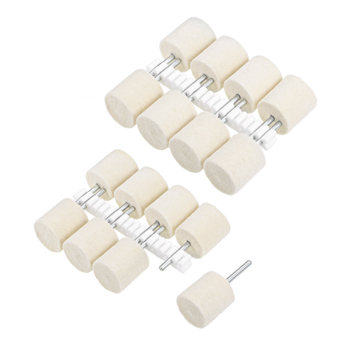 Harfington 18mm Wool Felt Mounted Points Cylinder Polishing Buffing Wheels 16 Pcs