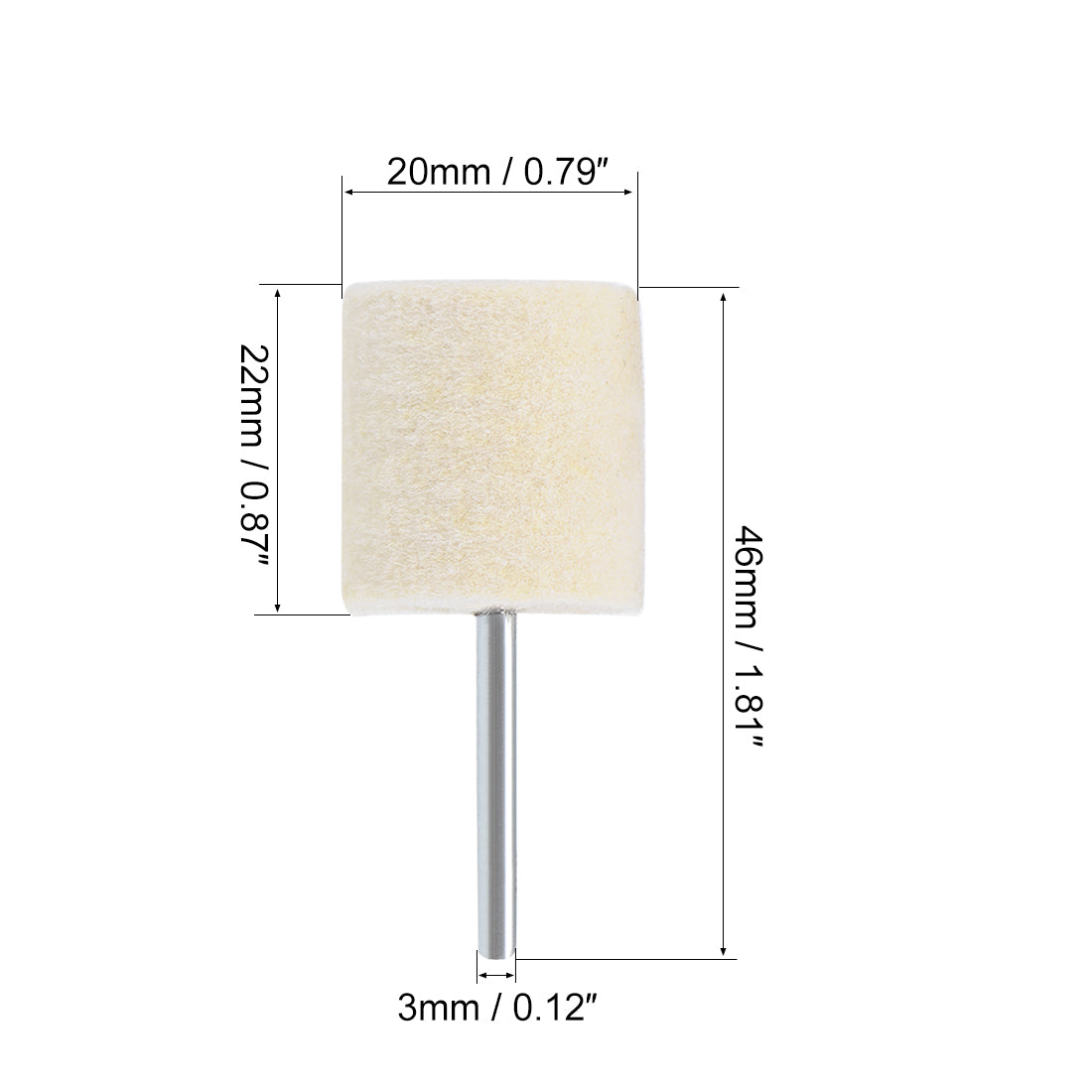 Harfington 20mm Wool Felt Mounted Points Cylinder Polishing Buffing Wheels 8 Pcs