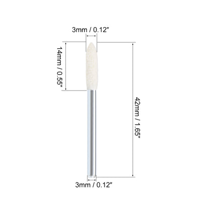 Harfington 3mm Wool Felt Mounted Points Tapered Polishing Buffing Wheels 24 Pcs
