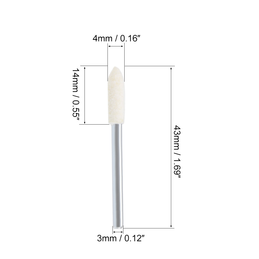 Harfington 4mm Wool Felt Mounted Points Tapered Polishing Buffing Wheels 24 Pcs