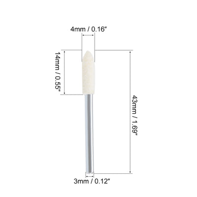 Harfington 4mm Wool Felt Mounted Points Tapered Polishing Buffing Wheels 24 Pcs