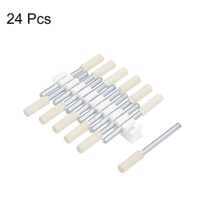 Harfington 4mm Wool Felt Mounted Points Cylinder Polishing Buffing Wheels 24 Pcs