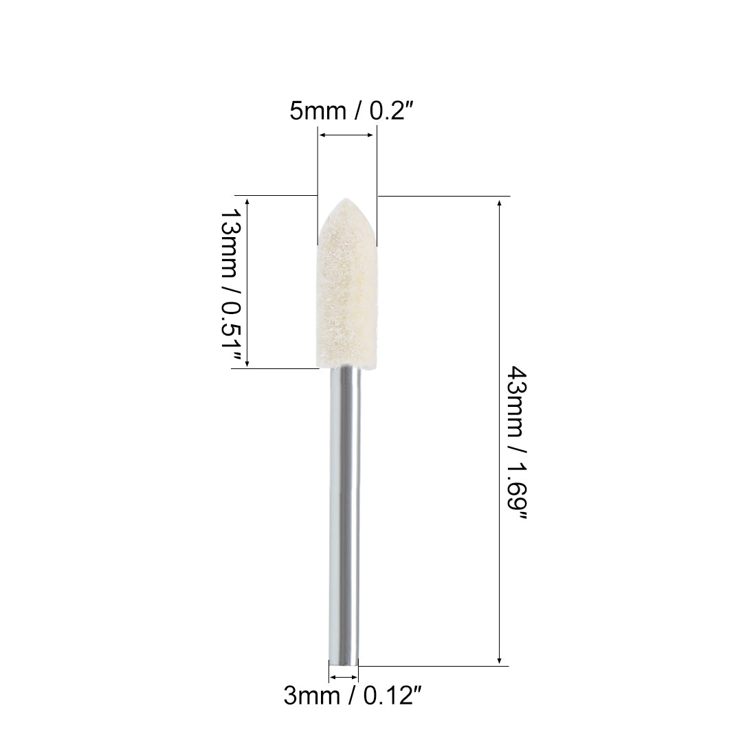 Harfington 5mm Wool Felt Mounted Points Tapered Polishing Buffing Wheels 12 Pcs
