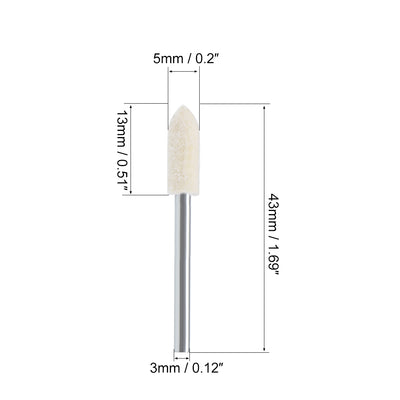 Harfington 5mm Wool Felt Mounted Points Tapered Polishing Buffing Wheels 12 Pcs