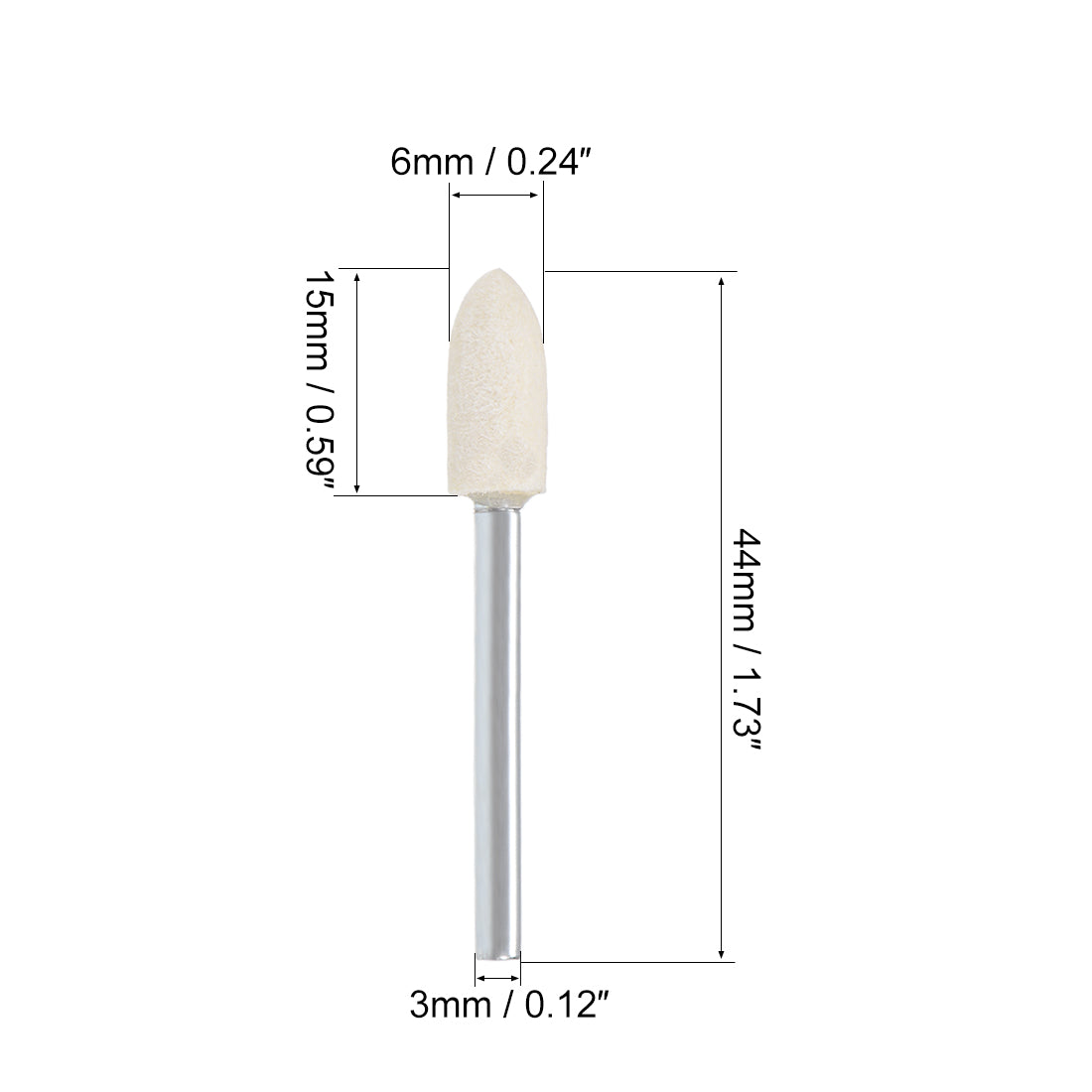 Harfington 6mm Wool Felt Mounted Points Tapered Polishing Buffing Wheels 24 Pcs