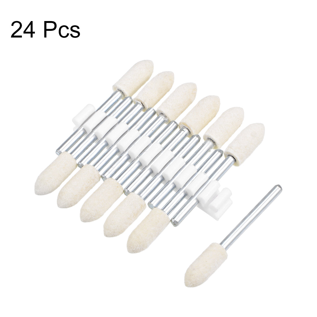 Harfington 6mm Wool Felt Mounted Points Tapered Polishing Buffing Wheels 24 Pcs