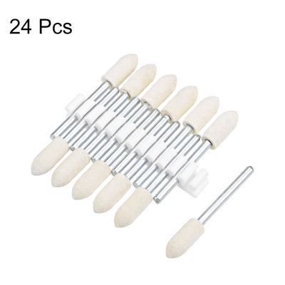 Harfington 6mm Wool Felt Mounted Points Tapered Polishing Buffing Wheels 24 Pcs