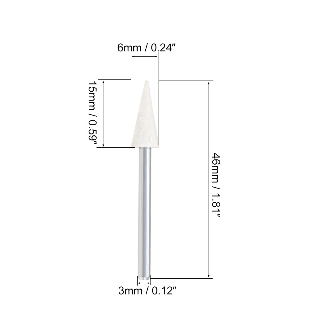 Harfington 6mm Wool Felt Mounted Points Conical Polishing Buffing Wheels 12 Pcs