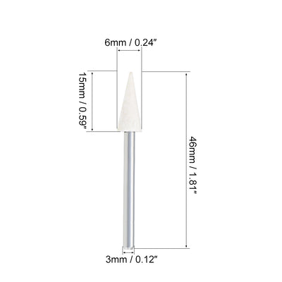 Harfington 6mm Wool Felt Mounted Points Conical Polishing Buffing Wheels 12 Pcs