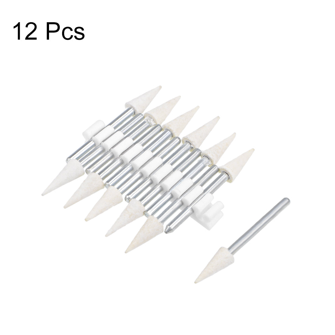 Harfington 6mm Wool Felt Mounted Points Conical Polishing Buffing Wheels 12 Pcs