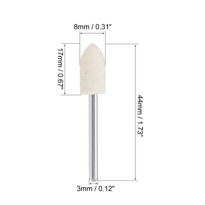 Harfington 8mm Wool Felt Mounted Points Tapered Polishing Buffing Wheels 12 Pcs