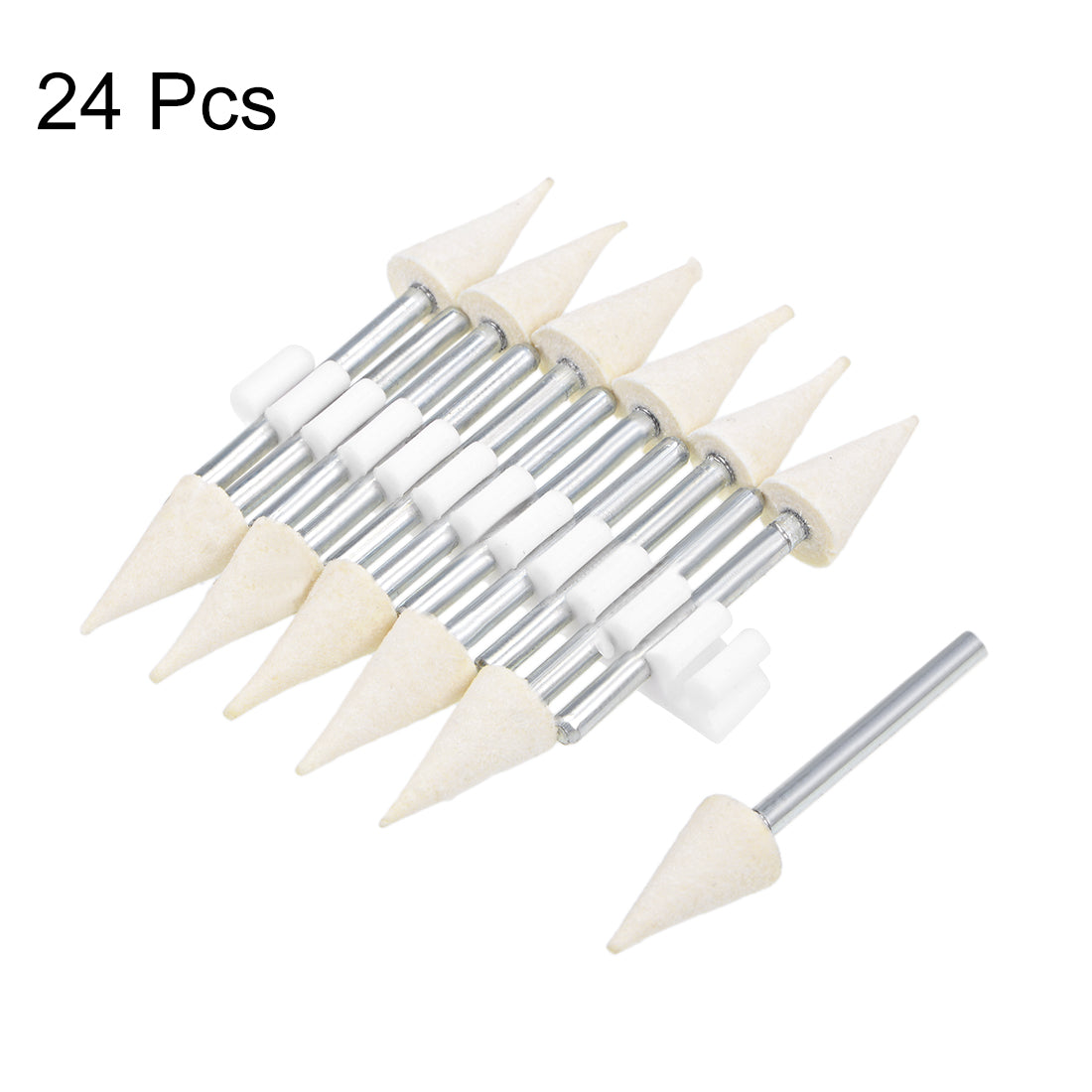 Harfington 8mm Wool Felt Mounted Points Conical Polishing Buffing Wheels 24 Pcs