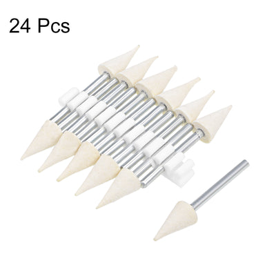 Harfington 8mm Wool Felt Mounted Points Conical Polishing Buffing Wheels 24 Pcs