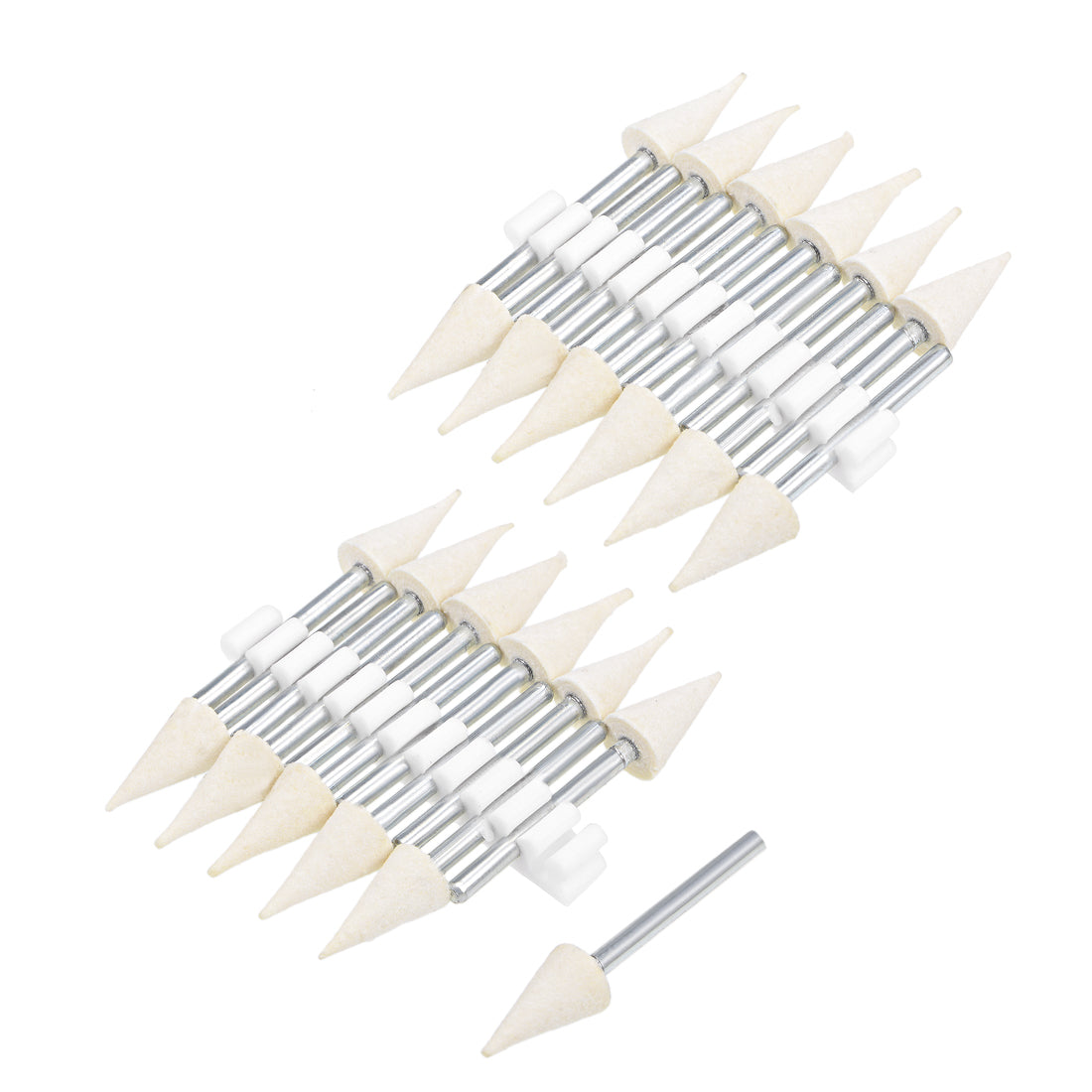 Harfington 8mm Wool Felt Mounted Points Conical Polishing Buffing Wheels 24 Pcs