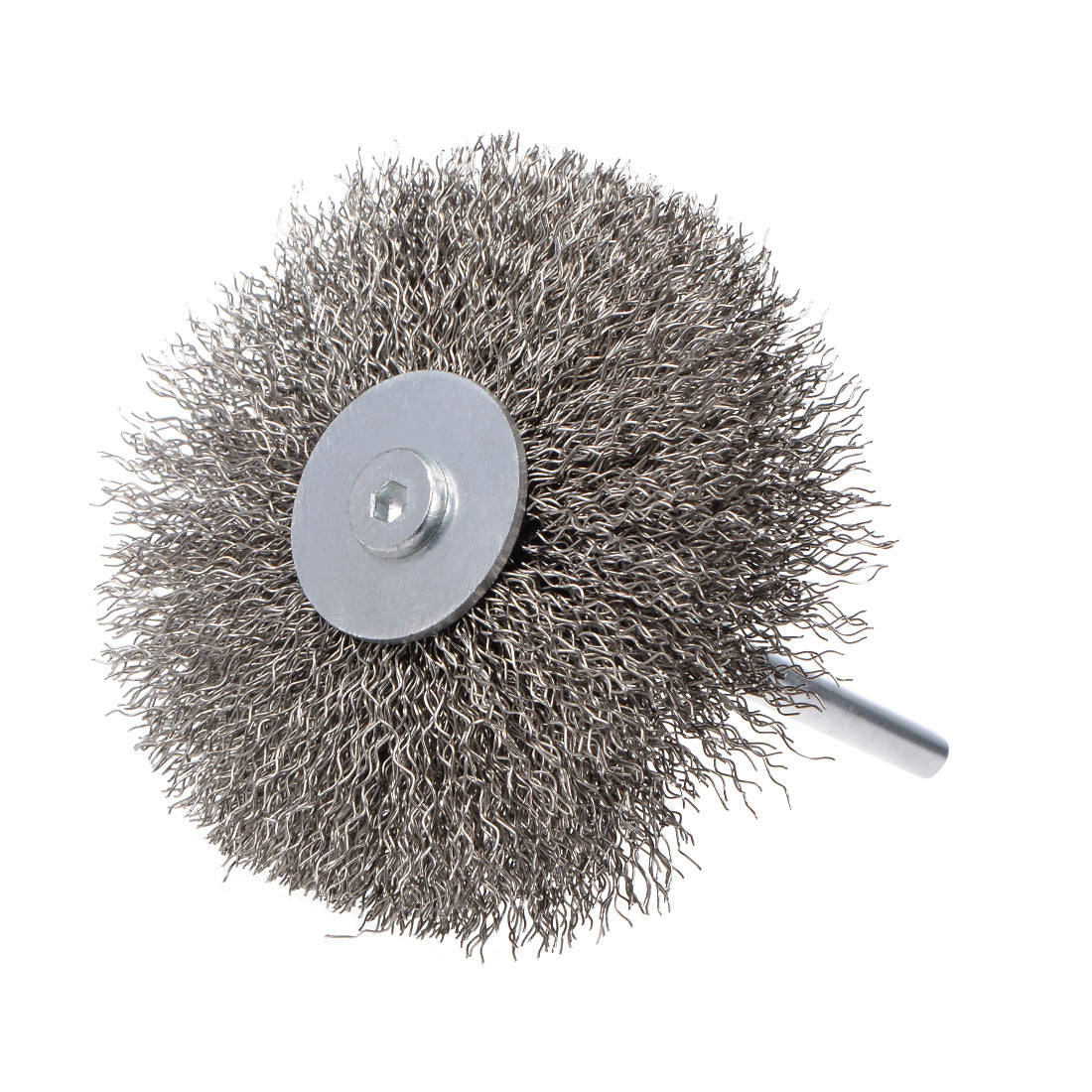 Harfington Wire Wheel Brush with Shank Bench Stainless Steel Crimped 3.35-Inch Wheel Dia 0.012-Inch Wire for Removing Rust Polishing Metals 2 Pcs
