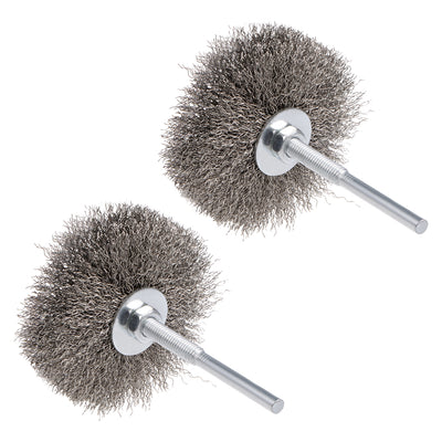 Harfington Wire Wheel Brush with Shank Bench Stainless Steel Crimped 3.35-Inch Wheel Dia 0.012-Inch Wire for Removing Rust Polishing Metals 2 Pcs