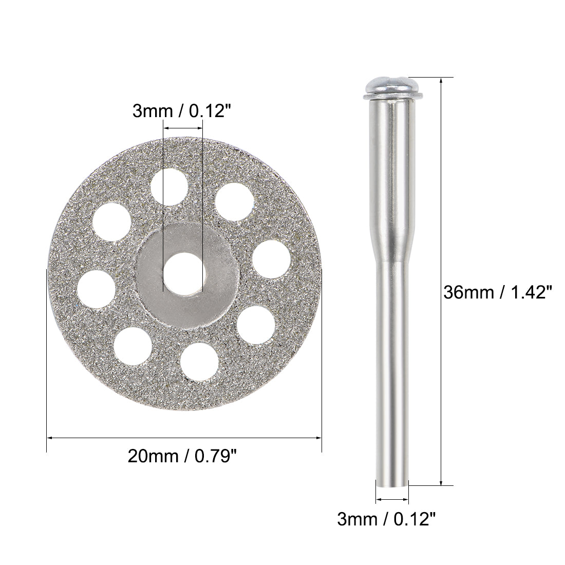 Harfington 10 Pcs 20mm Diamond Cutting Wheels 9 Holes Cut Off Wheel with 2 Pcs Mandrels