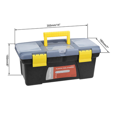 Harfington 14-inch Tool Box Plastic Tool Box with Tray and Organizers Includes Removable Three Small Parts Boxes