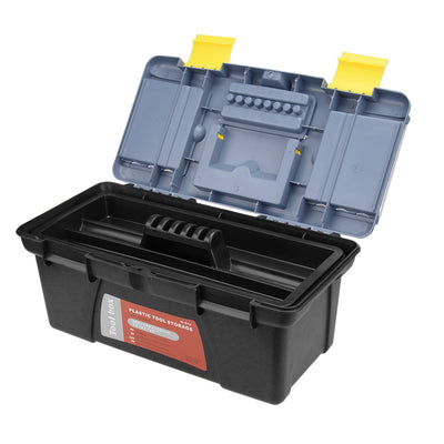 Harfington 14-inch Tool Box Plastic Tool Box with Tray and Organizers Includes Removable Three Small Parts Boxes