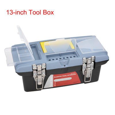 Harfington 13-inch Tool Box, Plastic Tool Box with Tray and Organizers Includes Removable 3 Small Parts Boxes