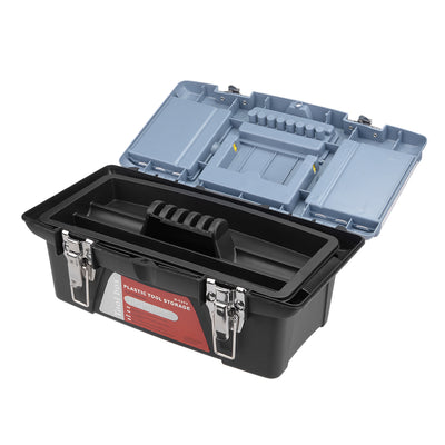 Harfington 13-inch Tool Box, Plastic Tool Box with Tray and Organizers Includes Removable 3 Small Parts Boxes
