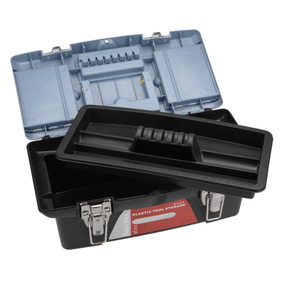 Harfington 13-inch Tool Box, Plastic Tool Box with Tray and Organizers Includes Removable 3 Small Parts Boxes