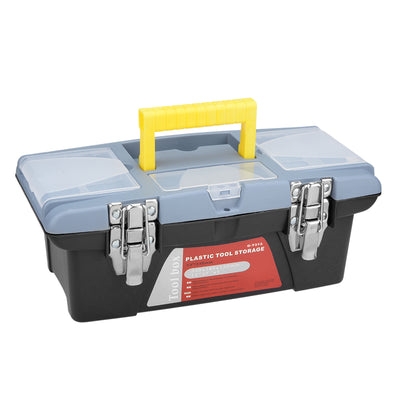 Harfington 13-inch Tool Box, Plastic Tool Box with Tray and Organizers Includes Removable 3 Small Parts Boxes
