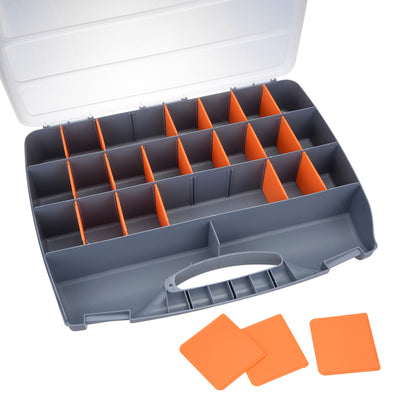 Harfington 18-inch Tool Box, Plastic Tool Box with Tray and Organizers Includes Removable 26 Small Parts Boxes