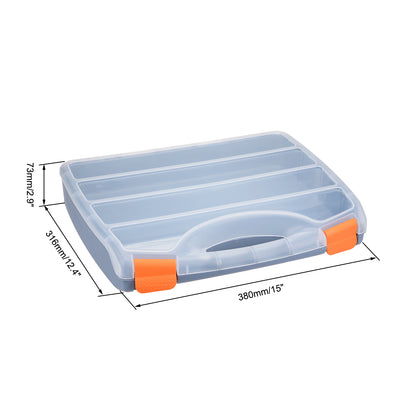 Harfington 15-inch Tool Box, Plastic Tool Box with Tray and Organizers Includes Removable 4 Small Parts Boxes