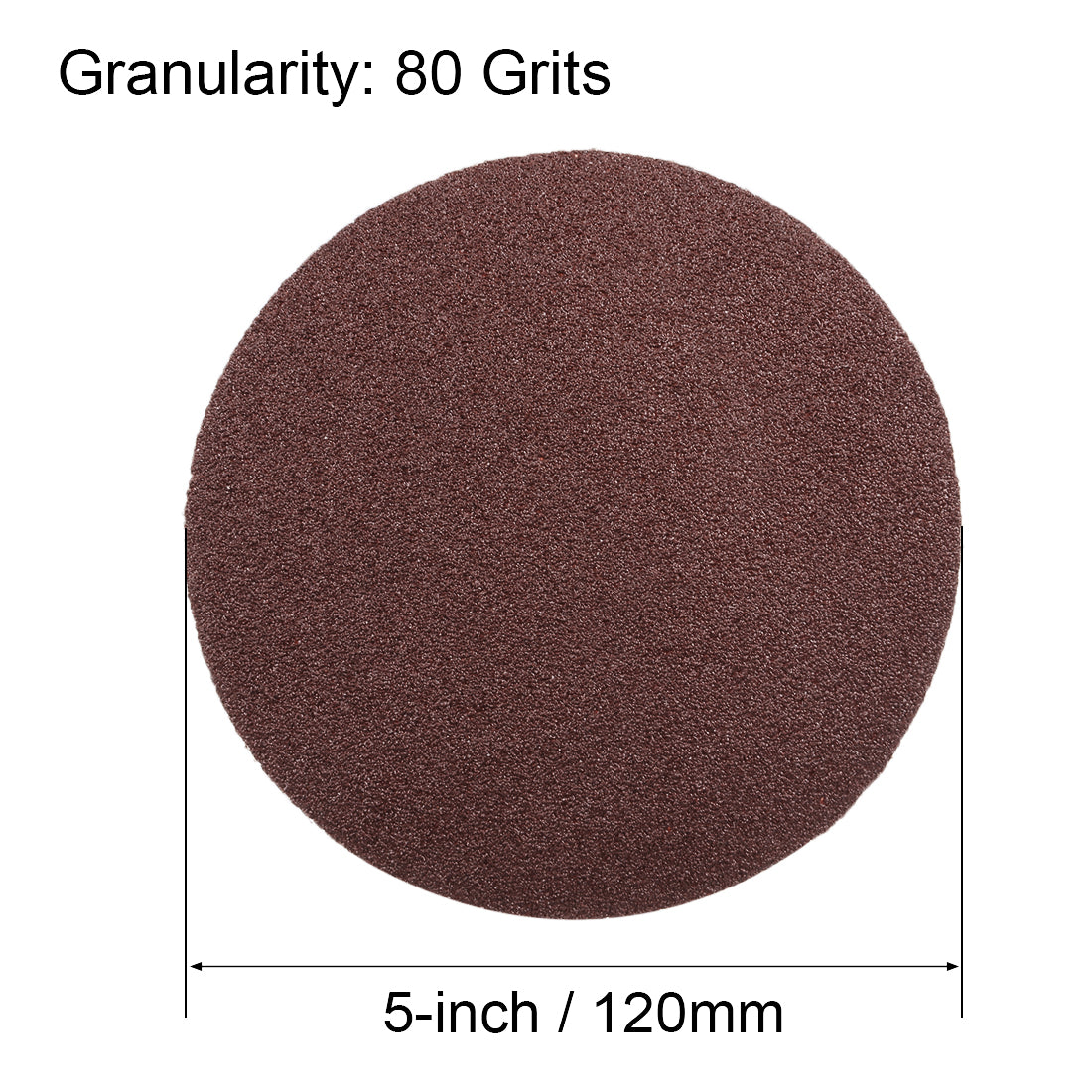 Harfington 5-Inch Sanding Disc 80 Grits Aluminum Oxide Flocking Back Sandpapers for Sanders 50 Pcs