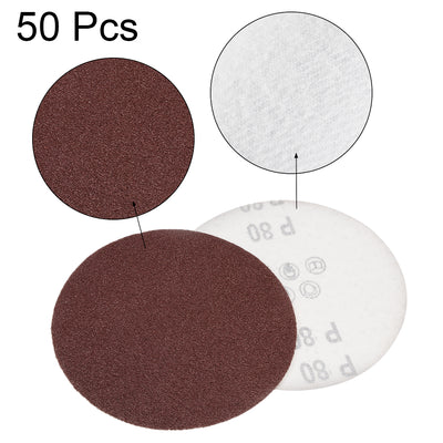 Harfington 5-Inch Sanding Disc 80 Grits Aluminum Oxide Flocking Back Sandpapers for Sanders 50 Pcs