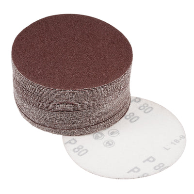 Harfington 5-Inch Sanding Disc 80 Grits Aluminum Oxide Flocking Back Sandpapers for Sanders 50 Pcs
