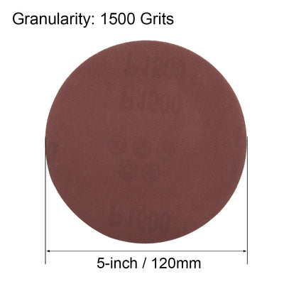 Harfington 5-Inch Sanding Disc 1500 Grits Aluminum Oxide Flocking Back Sandpapers for Sanders 25 Pcs