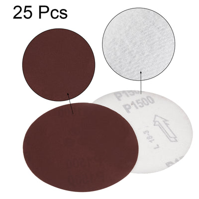 Harfington 5-Inch Sanding Disc 1500 Grits Aluminum Oxide Flocking Back Sandpapers for Sanders 25 Pcs