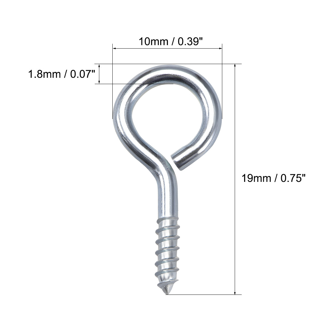 Harfington Screw Eye Hooks Self-Tapping Screws Screw-in Hanger Eye-Shape  Hook 100pcs