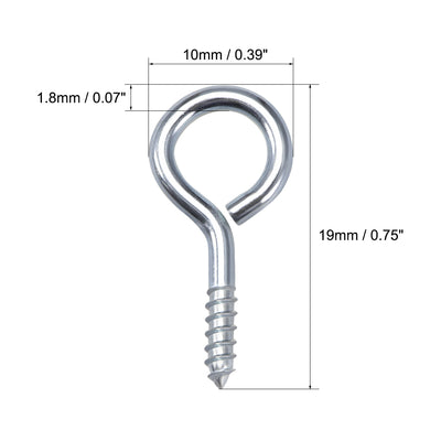 Harfington Screw Eye Hooks Self-Tapping Screws Screw-in Hanger Eye-Shape  Hook 100pcs