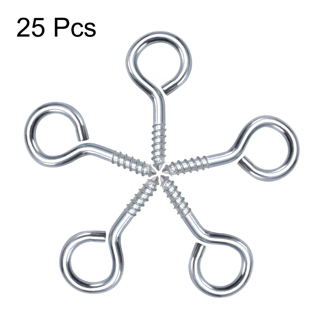 Harfington Small Screw Eye Hooks Self Tapping Screws Carbon Steel Screw-in Hanger Eye-Shape  Hooks 25pcs