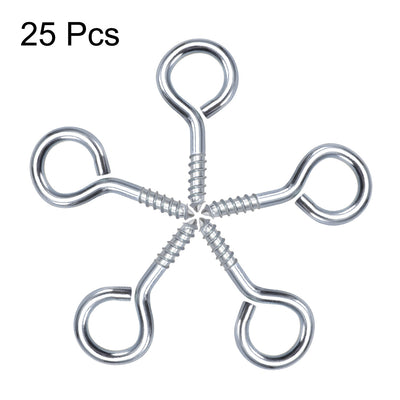 Harfington Small Screw Eye Hooks Self Tapping Screws Carbon Steel Screw-in Hanger Eye-Shape  Hooks 25pcs