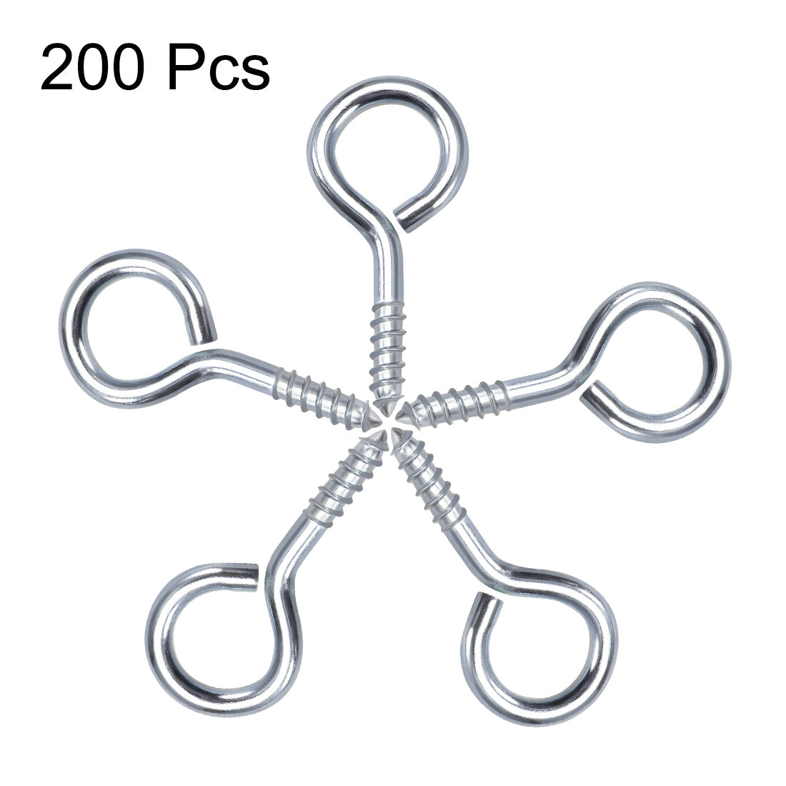 Harfington 0.75" Small Screw Eye Hooks Self Tapping Screws Carbon Steel Screw-in Hanger Eye-Shape Ring Hooks Blue Tone 200pcs