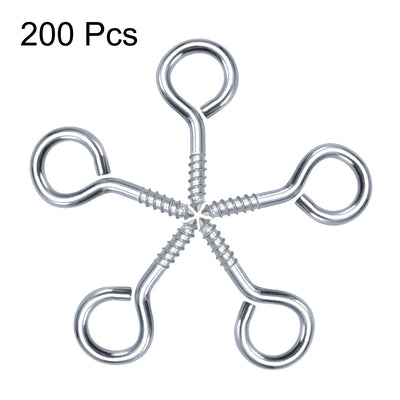 Harfington 0.75" Small Screw Eye Hooks Self Tapping Screws Carbon Steel Screw-in Hanger Eye-Shape Ring Hooks Blue Tone 200pcs