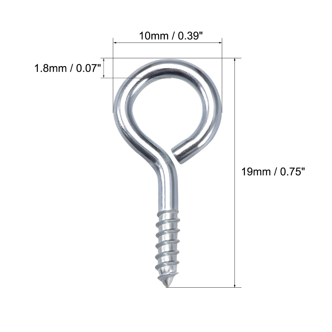 Harfington 0.75" Small Screw Eye Hooks Self Tapping Screws Carbon Steel Screw-in Hanger Eye-Shape Ring Hooks Blue Tone 200pcs