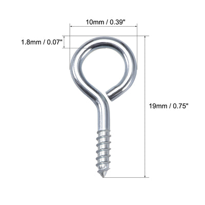 Harfington 0.75" Small Screw Eye Hooks Self Tapping Screws Carbon Steel Screw-in Hanger Eye-Shape Ring Hooks Blue Tone 200pcs