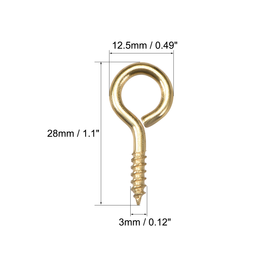 Harfington Small Screw Eye Hooks Self Tapping Screws Carbon Steel Screw-in Hanger Eye-Shape  Hooks 25pcs