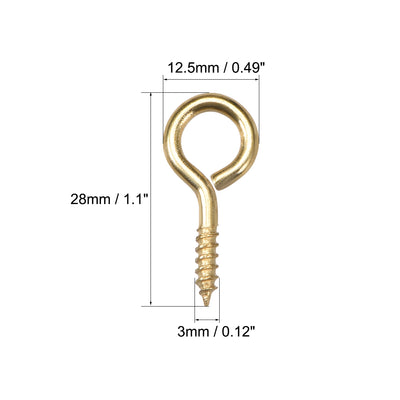 Harfington Small Screw Eye Hooks Self Tapping Screws Carbon Steel Screw-in Hanger Eye-Shape  Hooks 25pcs